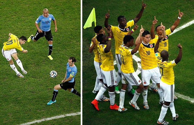 Rodriguez Buyarkan Impian Uruguay di Piala Dunia